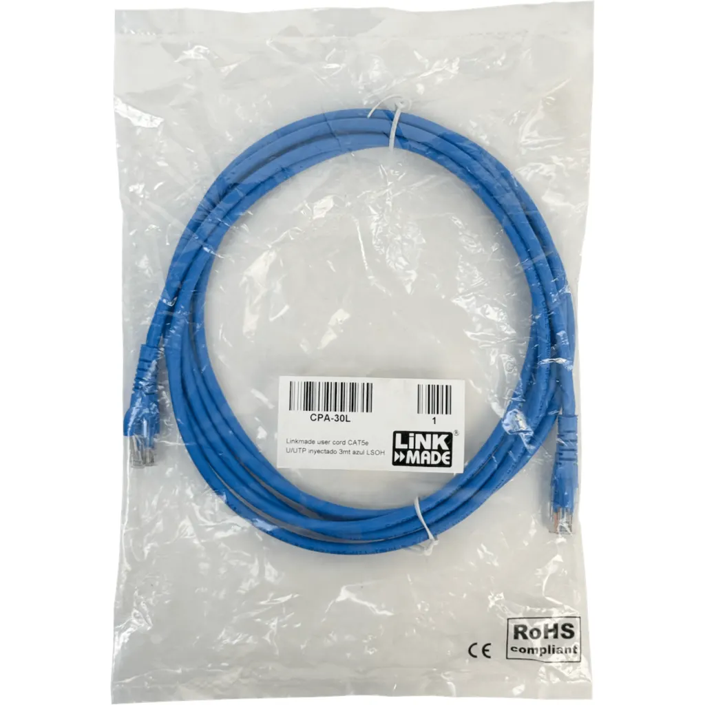 Imagen 4 de Cable de Red Linkmade Cat5e Inyectado Multifilar 3mts Color AZUL