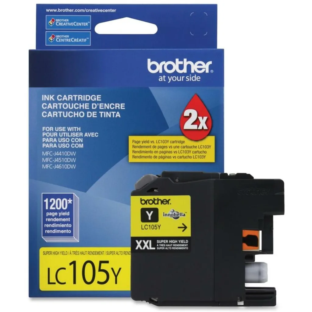 Cartucho de Tinta Brother LC105 Amarillo 1200 pag p/MFC-J6720DW- J4310DW-J4510DW