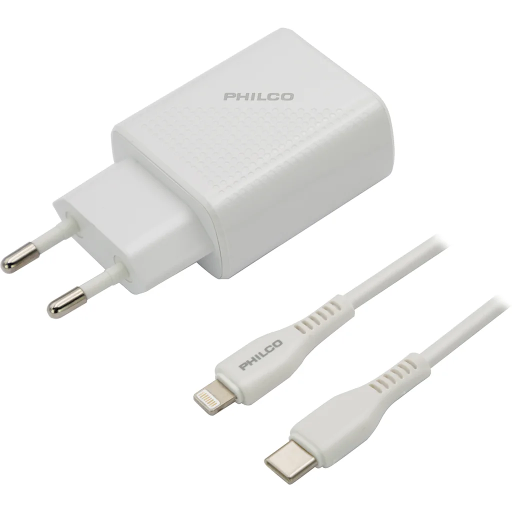 Imagen 2 de Cargador Celular USB-C 20W con  Cable Lighting 1mt - Philco QC3.0 