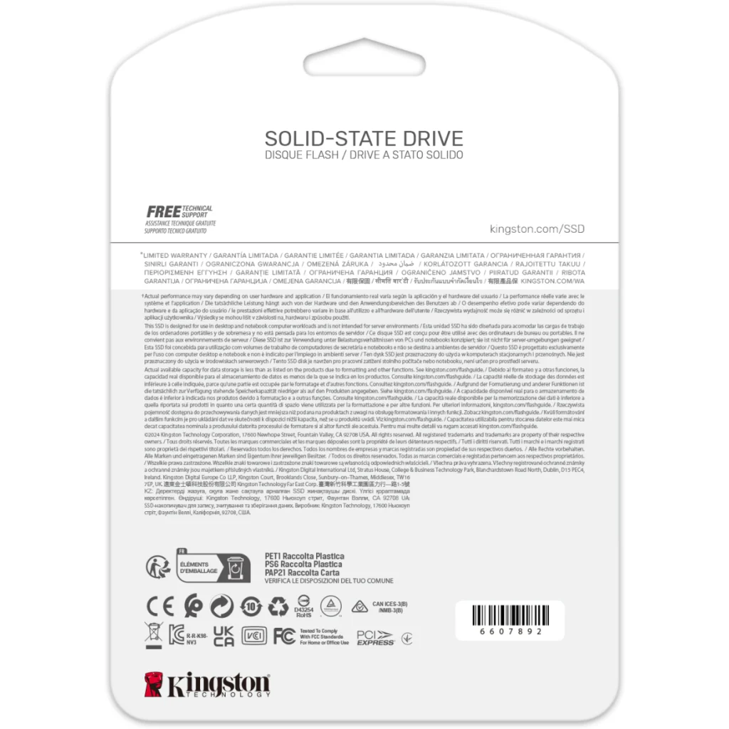Imagen 5 de Unidad SSD Kingston NV3 4TB M.2 22*80 PCIe4.0x4 Lec6000MB/s Esc5000MB/s