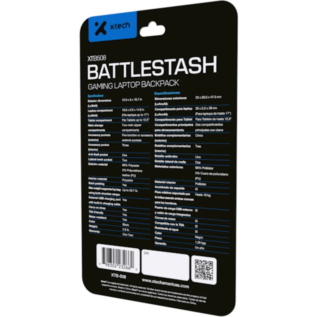 Imagen 7 de Xtech - Notebook carrying backpack - 17" - Black - Gaming Battlestash  XTB-508
