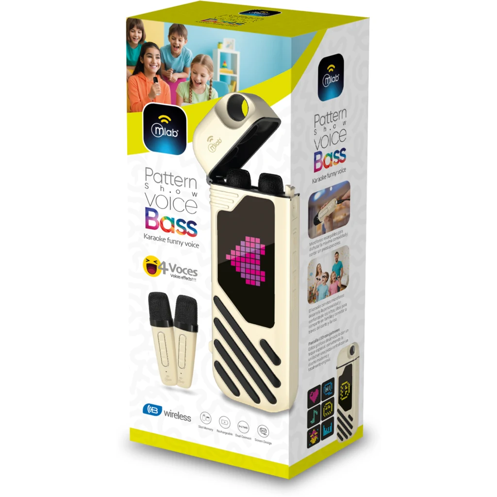 Imagen 2 de MLAB KARAOKE PATTERN SHOW VOICE CON 2 MICROFONO INALAMBRICO WHITE