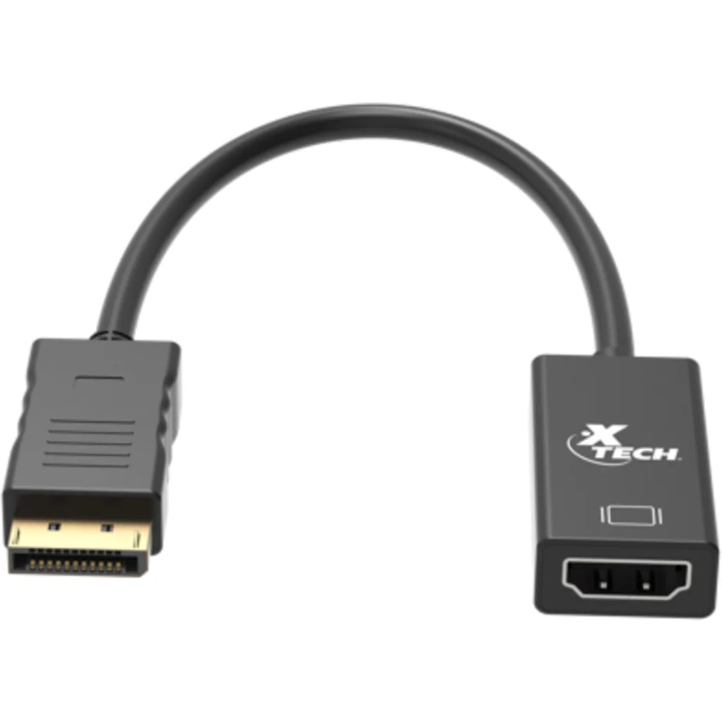 Imagen 1 de Adaptador de Video DisplayPort a HDMI M/H 2K/4K 32 AWG Negro - XTech XTC-378