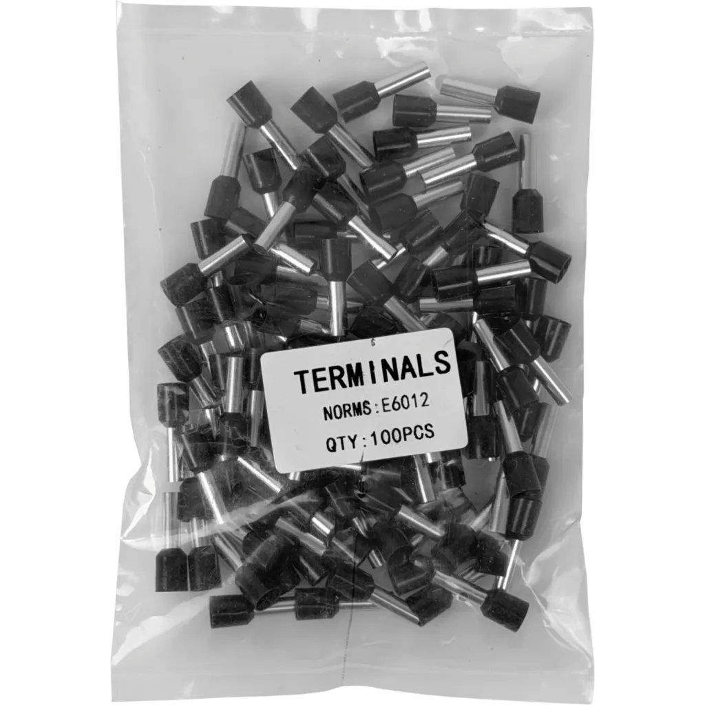 Negro 6,0mm2 12/20mm 100-unid AWG10 Ferrules Terminal Aislado Crimpeab