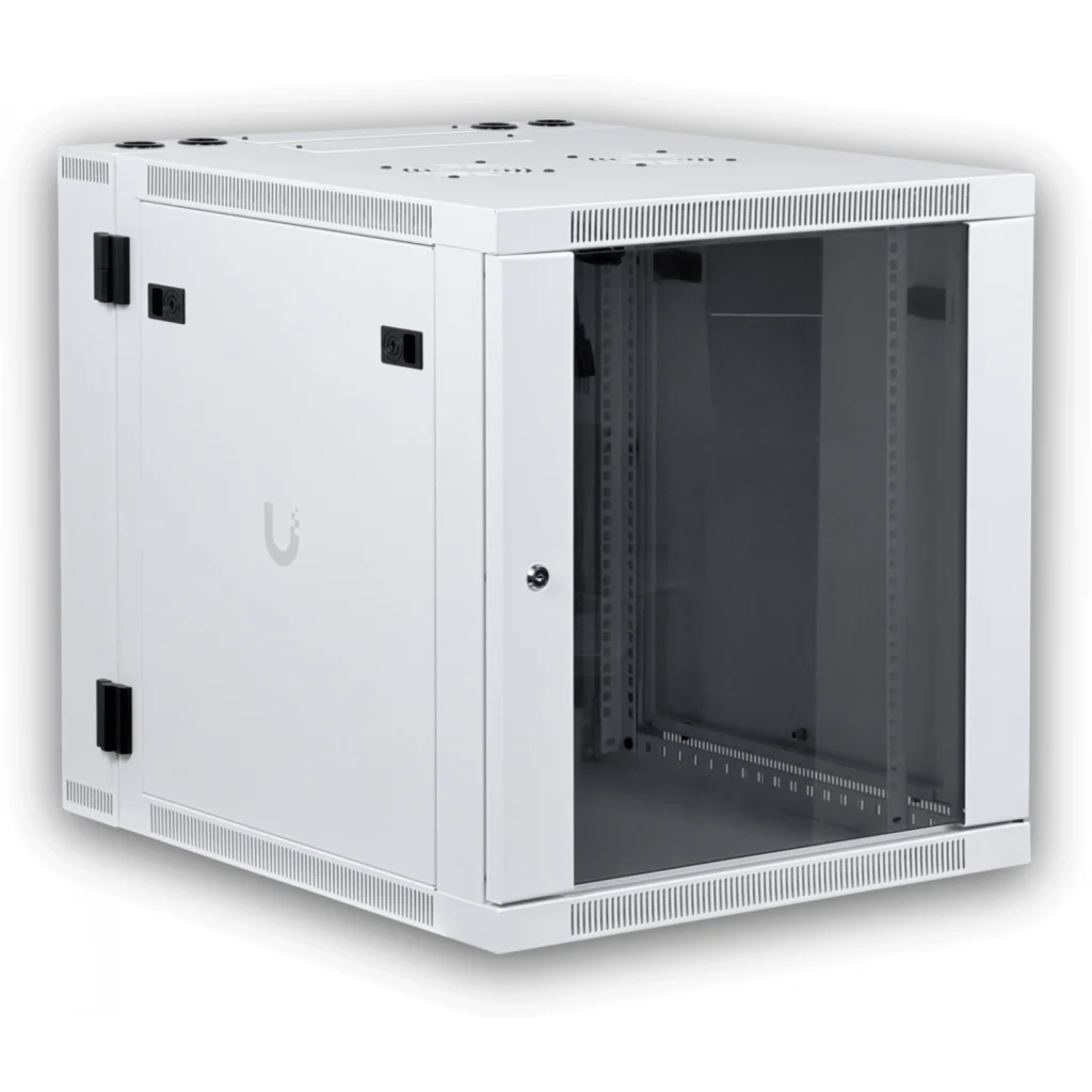 Imagen 3 de UBIQUITI 12U Puerta-Vidrio Doble Bisagra 70cm-Fondo Rack Muro Blanco