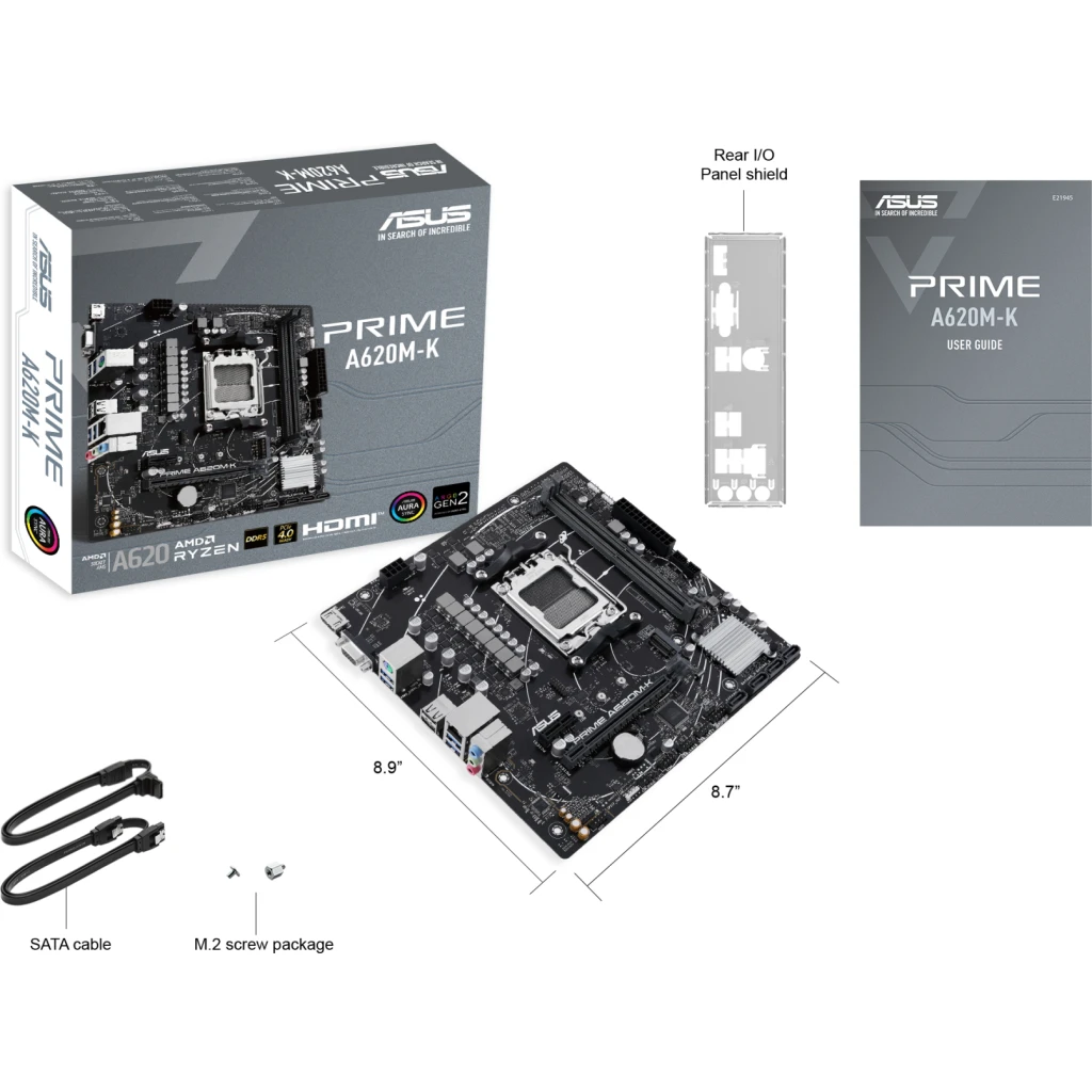 Imagen 6 de Tarjeta Made Asus PRIME A620M-K AMD AM5 2*DDR5 M.2 PS/2 HDMI VGA 4*USB3.2 mATX