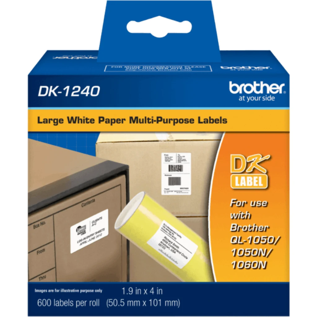 Imagen 1 de Brother 50,5x101mm 600-Etiquetas Adhesivas Papel Blanco para-QL 5x10cm