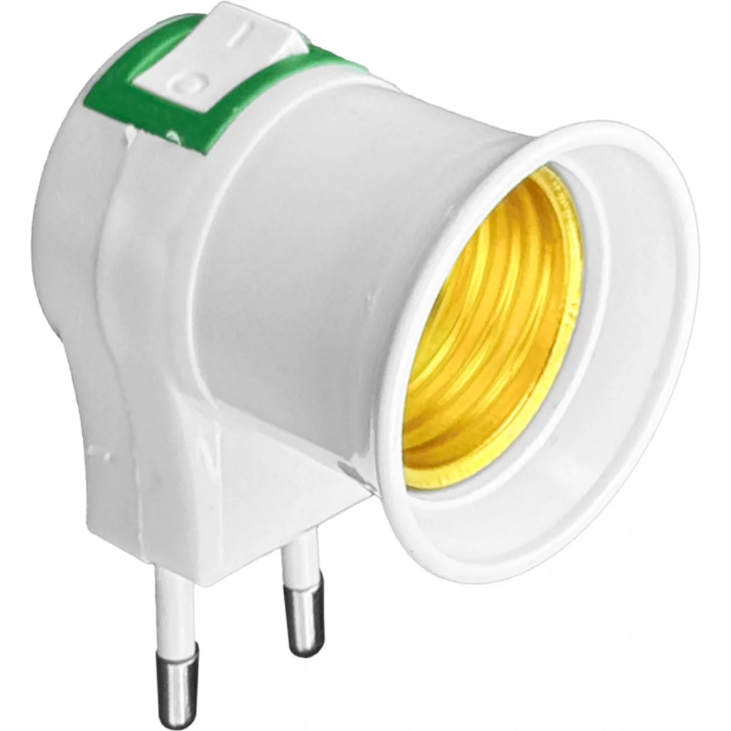 Soquete E27 enchufe nacional macho con interruptor req-Ampolleta