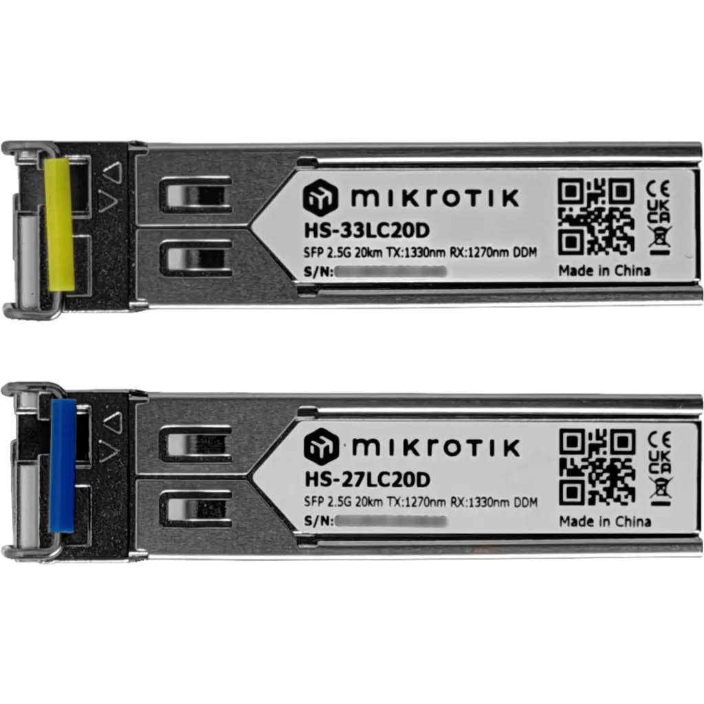 Imagen 1 de MIKROTIK 2,5G 1-LC 20km Pareja SFP WDM Bidireccional 1270/1330nm DDM