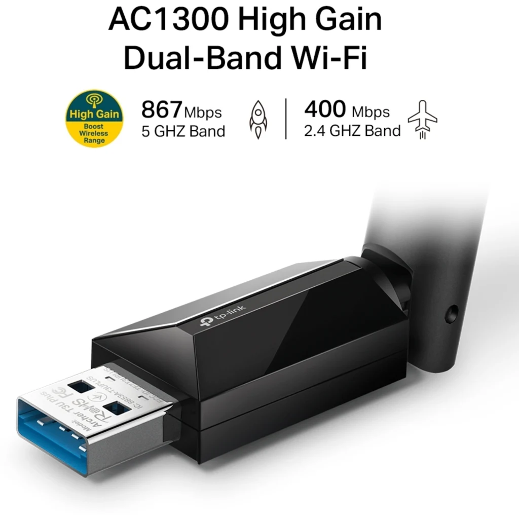 Imagen 2 de ADAPTADOR USB INAL.AC1300 ALTA GANANCIA DUAL BAND