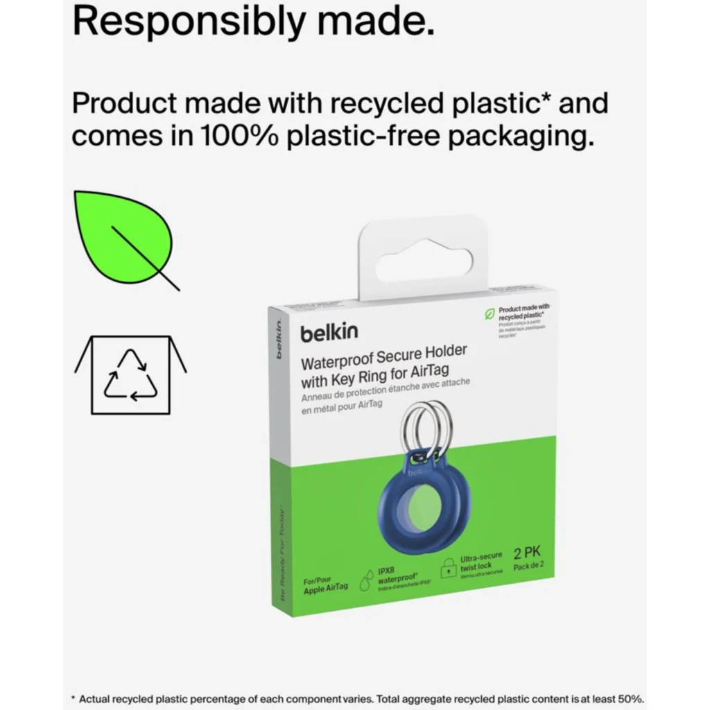 Imagen 1 de Pack de 2 llaveros para Airtag Belkin azul