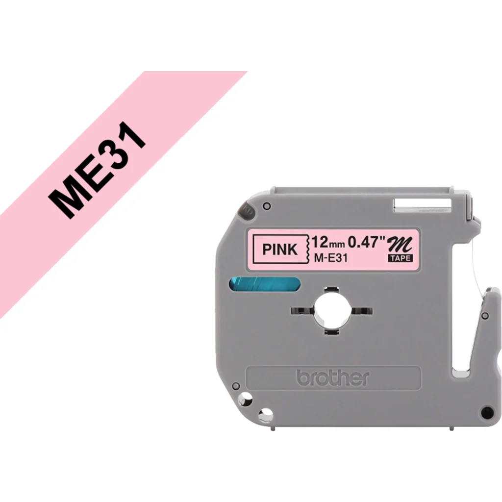 Imagen 1 de BROTHER 12mm Negro en Fondo Rosado Cinta 8mt p/PT-90