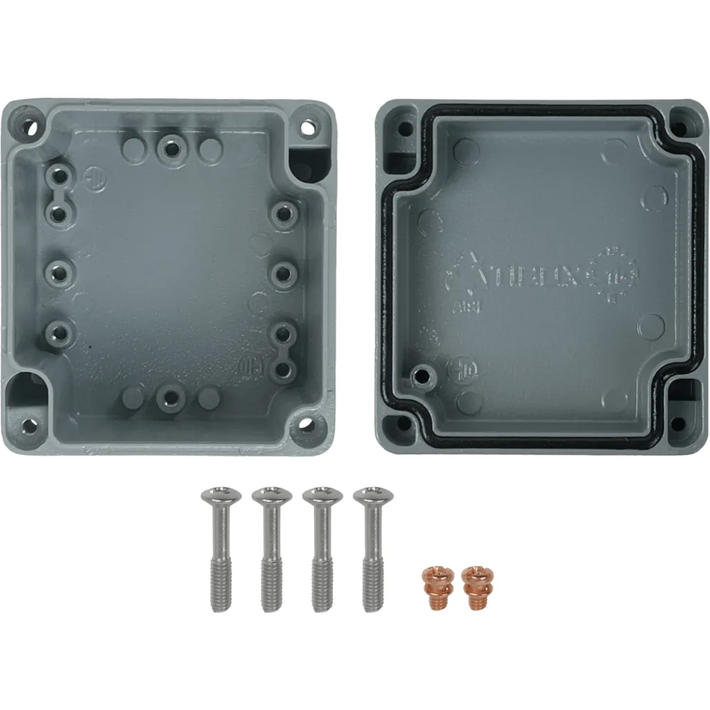 Imagen 2 de Caja 80x75x59mm IP66 Aluminio Grueso 4-Tornillos 2-Aletas