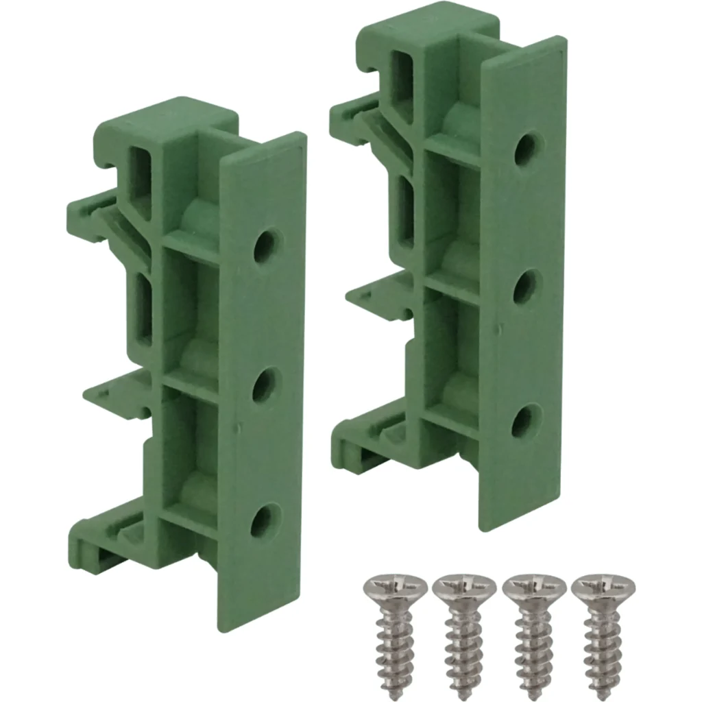 Imagen 1 de Verde 25mm Par Adaptadors Plasticos inc-torn Montaje Circuito Riel DIN