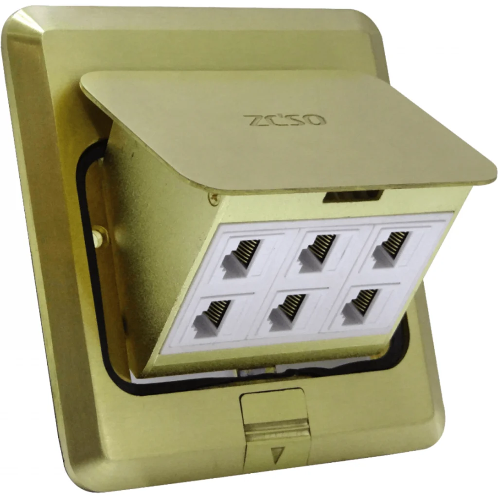 Imagen 5 de 6-RJ45-Hembra Caja a Piso Abatible Metal 100x100x55mm Tapa-120x120mm
