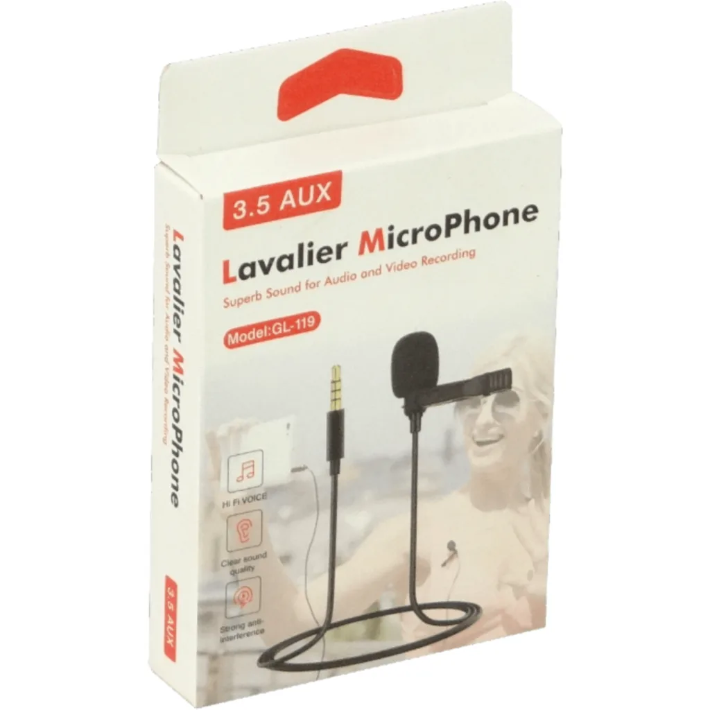 Imagen 3 de Microfono c/Pinza p/Camisa Polera Ropa 3,5mm-Macho Cable Pasivo GL-119