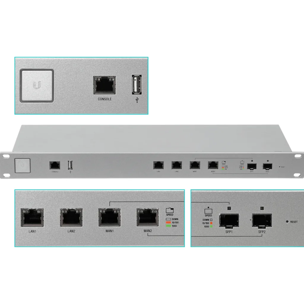 Imagen 2 de Router Ubiquiti Gateway PRO UniFi USG-PRO-4 2xLAN 2xWAN SFP AC 60W Mont Bastidor