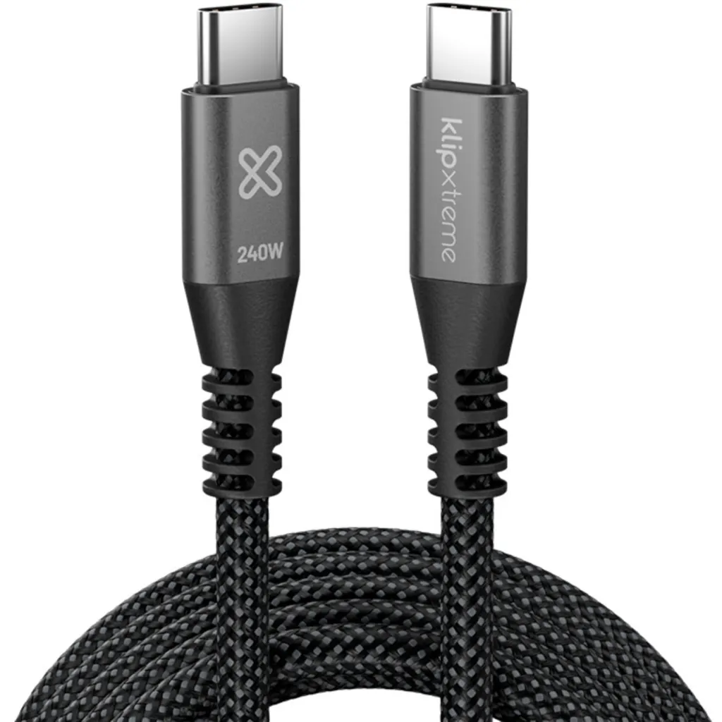 Imagen 9 de Klip Xtreme - USB cable - 24 pin USB-C - 3 m - Black - 240W Braided Fast Charging