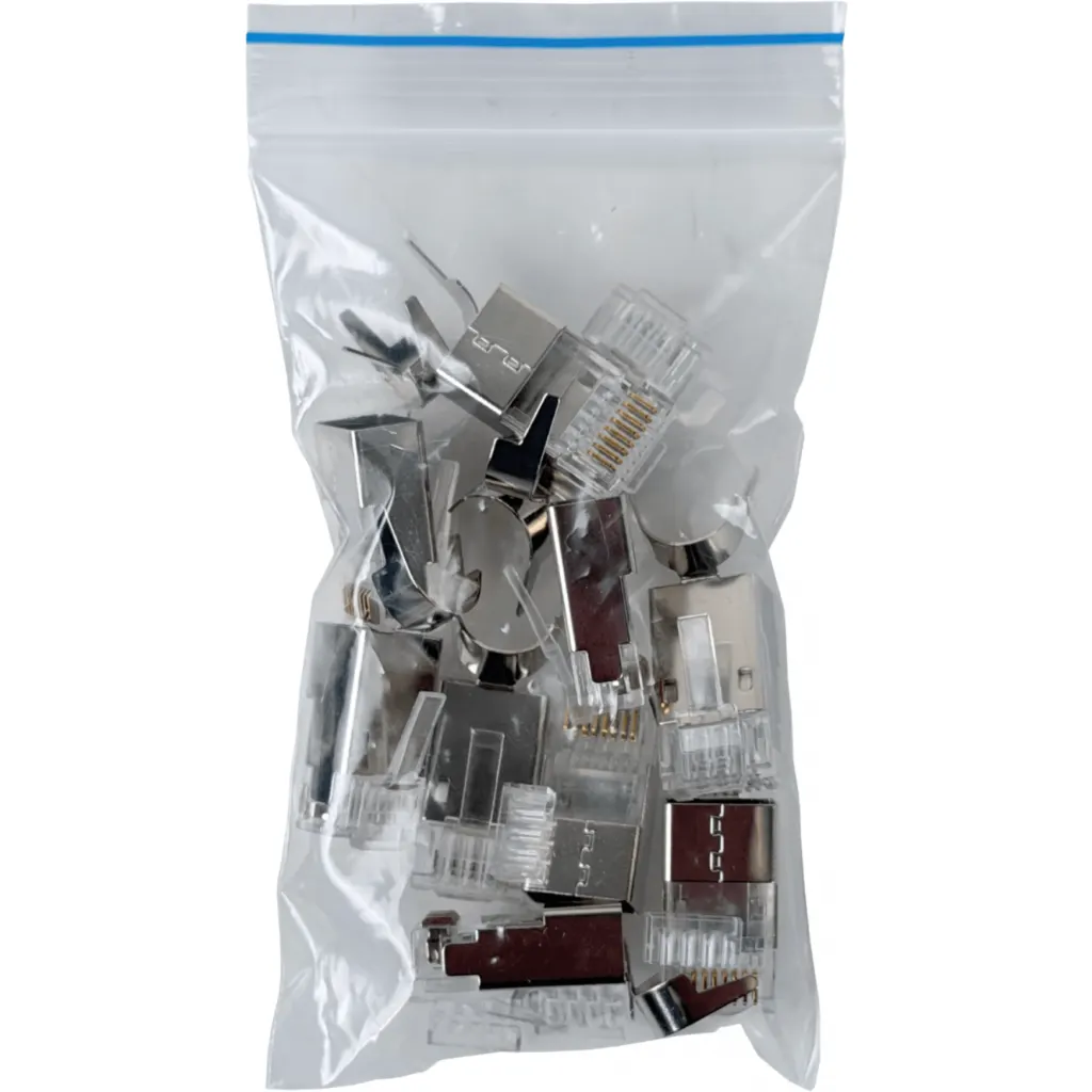 CAT7 1,3mm RJ45 8P8C Bolsa 10-Conectores Machos Crimpeables oro-50um