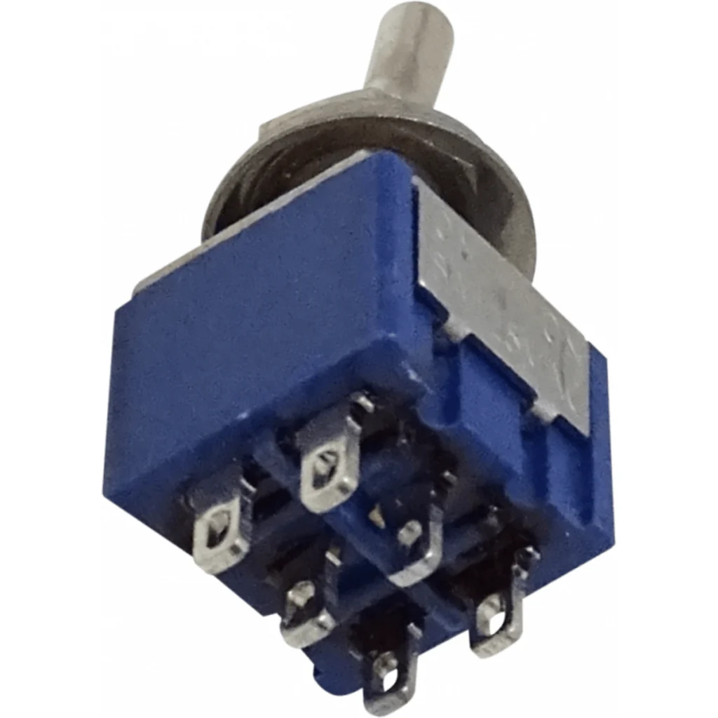 Interruptor 6-Pin 2-Pos Celeste ON-ON Toggle Perilla 250V 3AMP DPDT