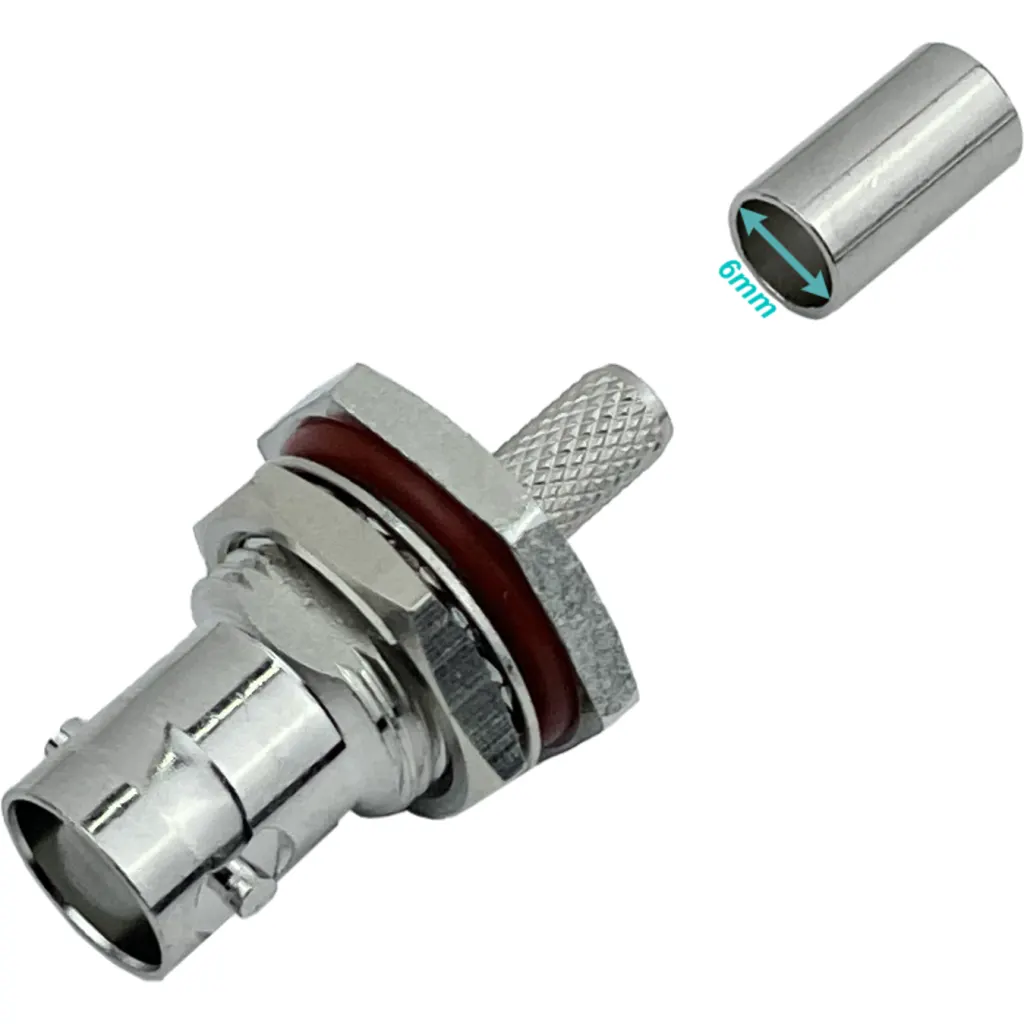 Imagen 2 de BNC-Hembra LMR195 RG58 13mm-Diamet Panel Conector Crimpeable Coaxial