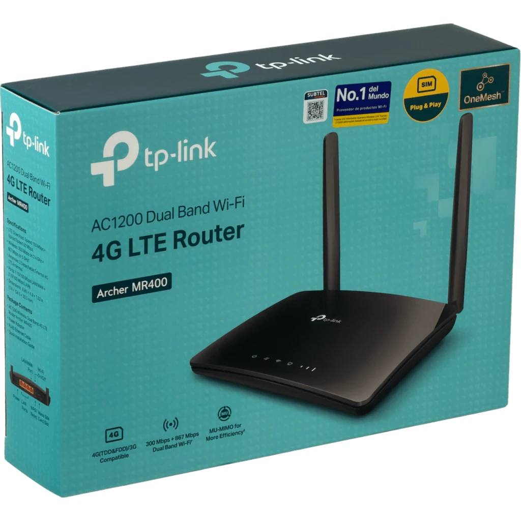 Imagen 1 de TP-LINK 150mbps 4G/LTE 1-Sim 1-WAN 3-100 Router 2-.SMA 2,4/5GHz AC1200