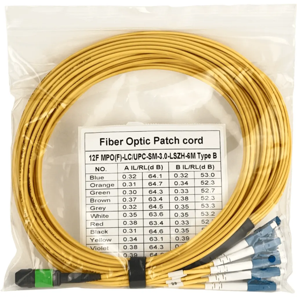 Imagen 1 de 6mt 12-LC/1,5mt 1-MPO/4,5mt MonoModo SM Jumper Cable Fibra 9/125um