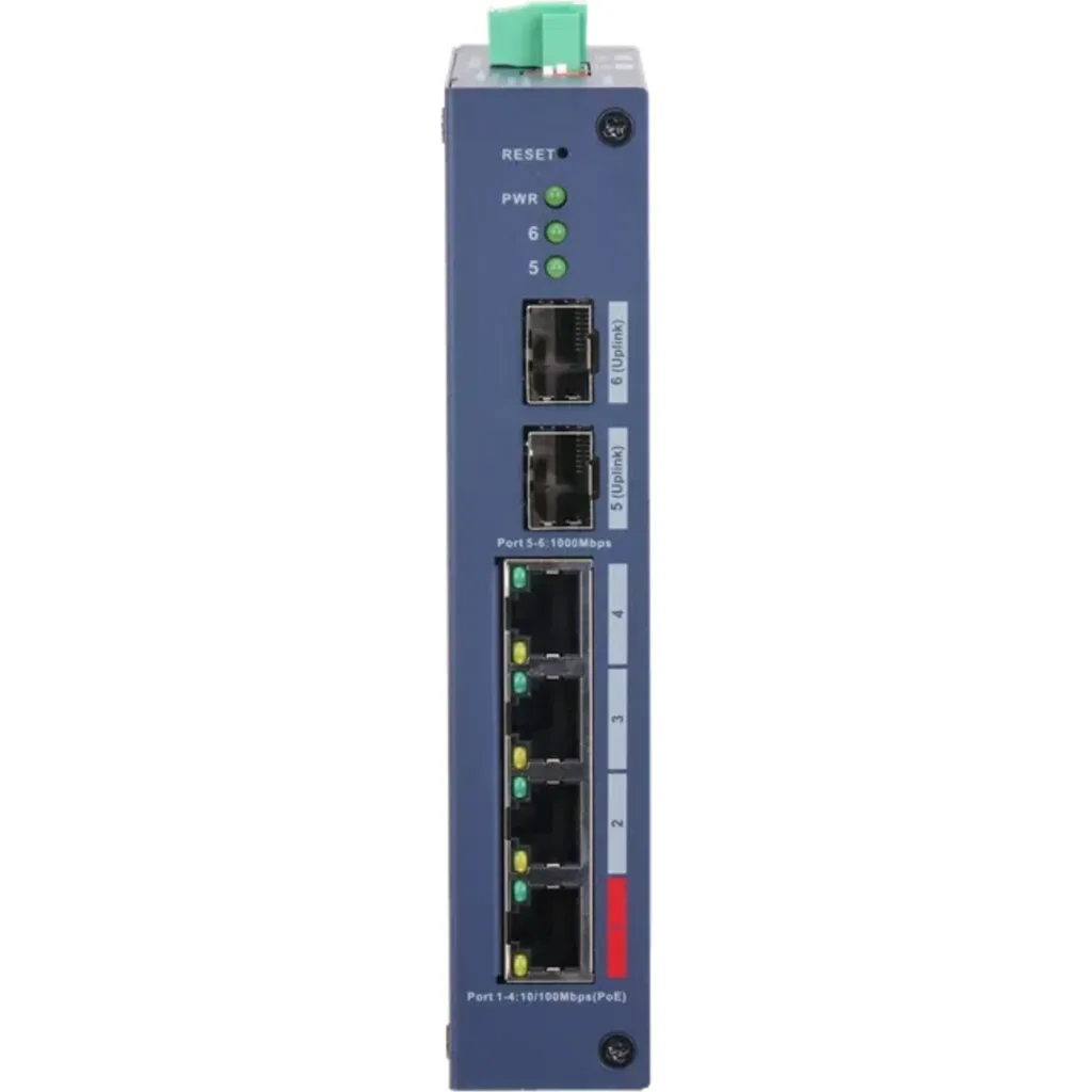 Switch Industrial Dahua de 6 Puertos (Gestionado en la Nube 4 Ptos POE SFP 90W)