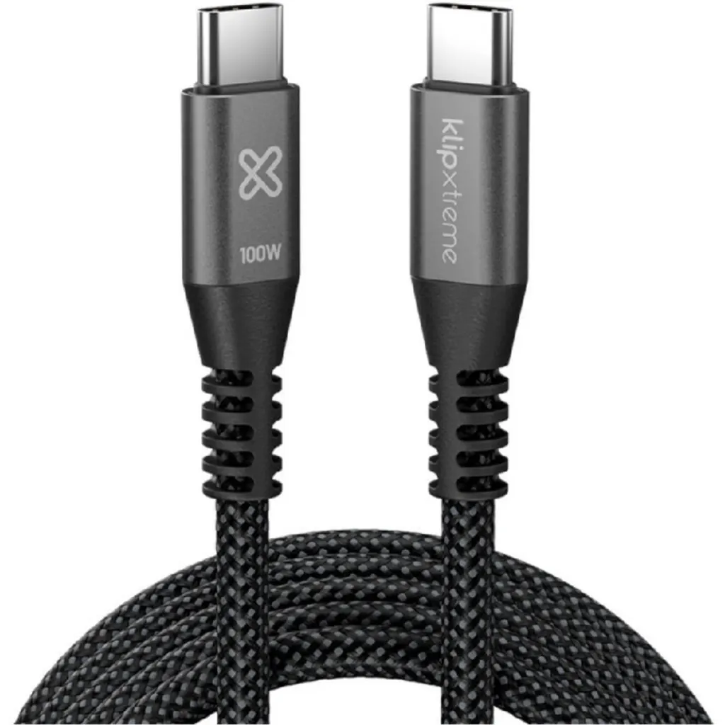 Imagen 1 de Klip Xtreme - USB cable - 24 pin USB-C - 3 m - Black - 100W Braided Fast charging