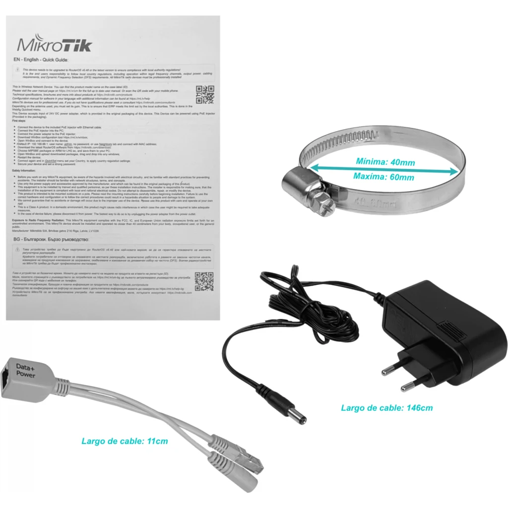 Imagen 2 de MIKROTIK 5GHz 265mm L3 21dBi 25dBm 64mb 600MHz 1-100-PoE 5150-5875MHz