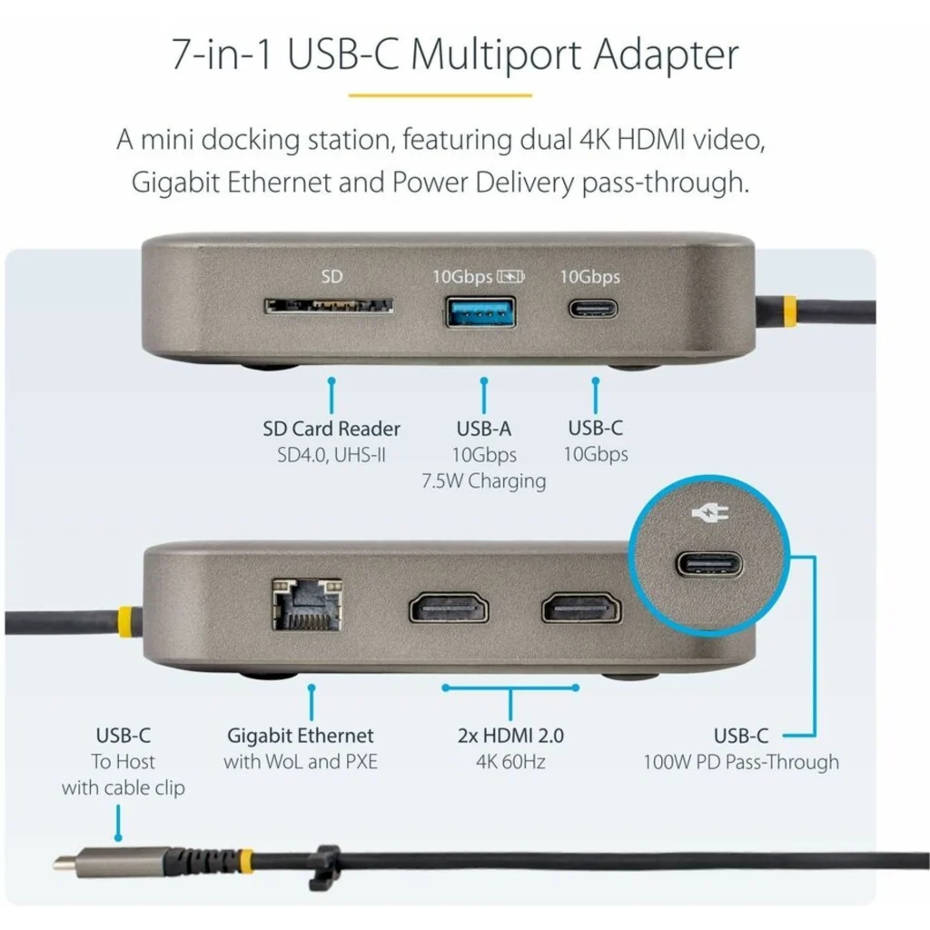 Imagen 8 de Docking Station StarTech USB-C a 2*HDMI 4K 60Hz, LAN SD/MMC USB-A 2*USB-C