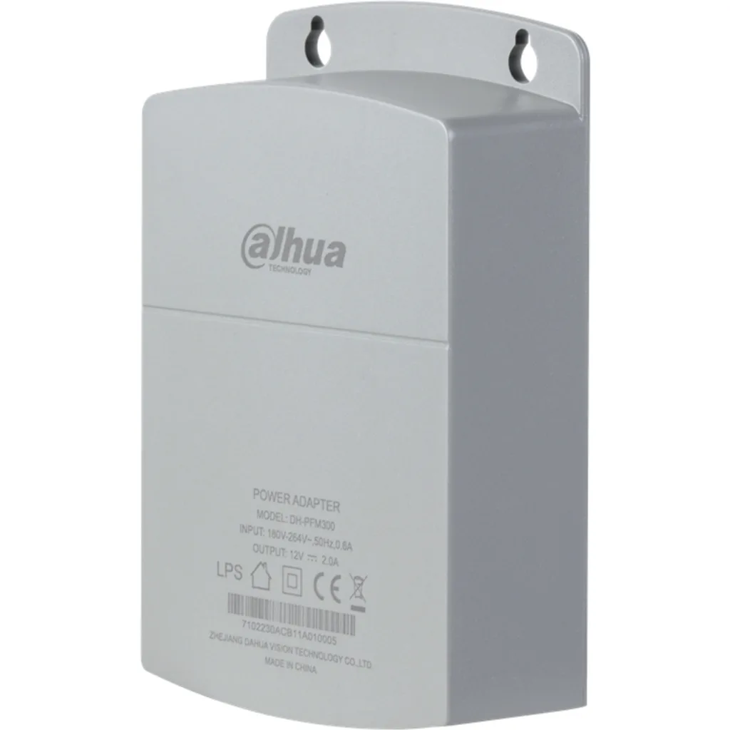 DH-PFM300. Adapatador de corriente 12V 2A Dahua water-proof de facil instalacion.