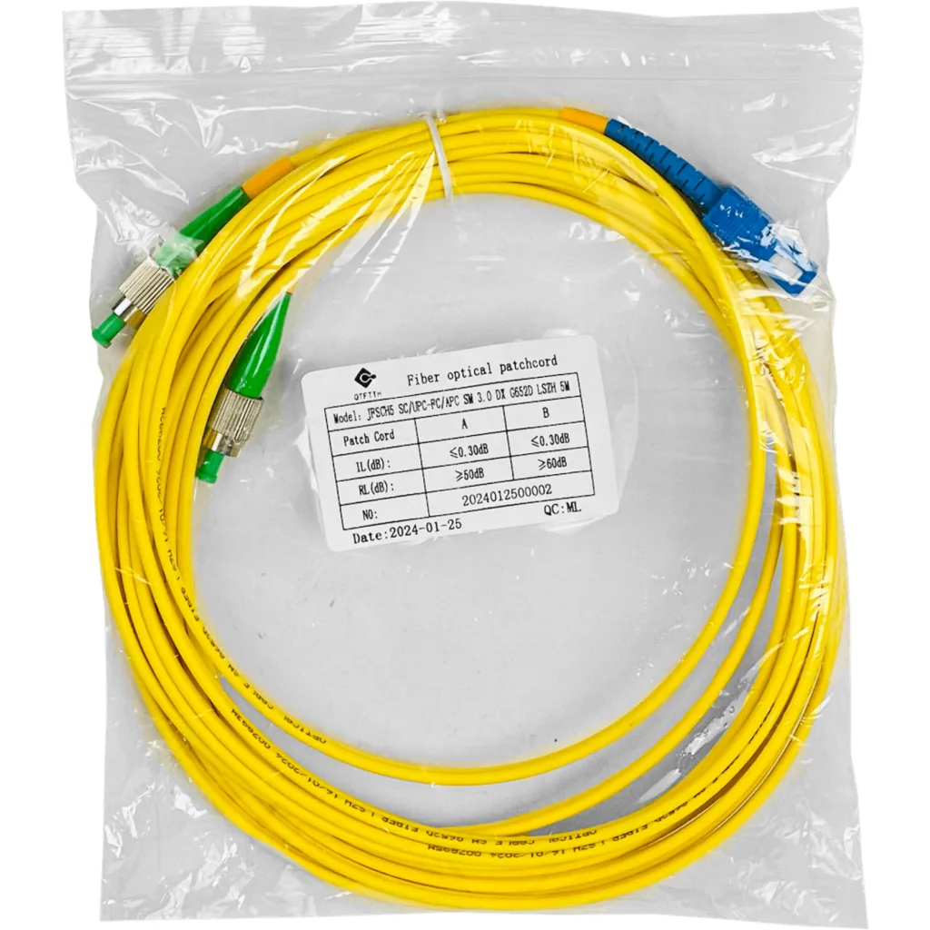 Imagen 2 de 5mt SC/UPC-FC/APC MonoModo SM Duplex Jumper Cable Fibra 9/125um 3mm