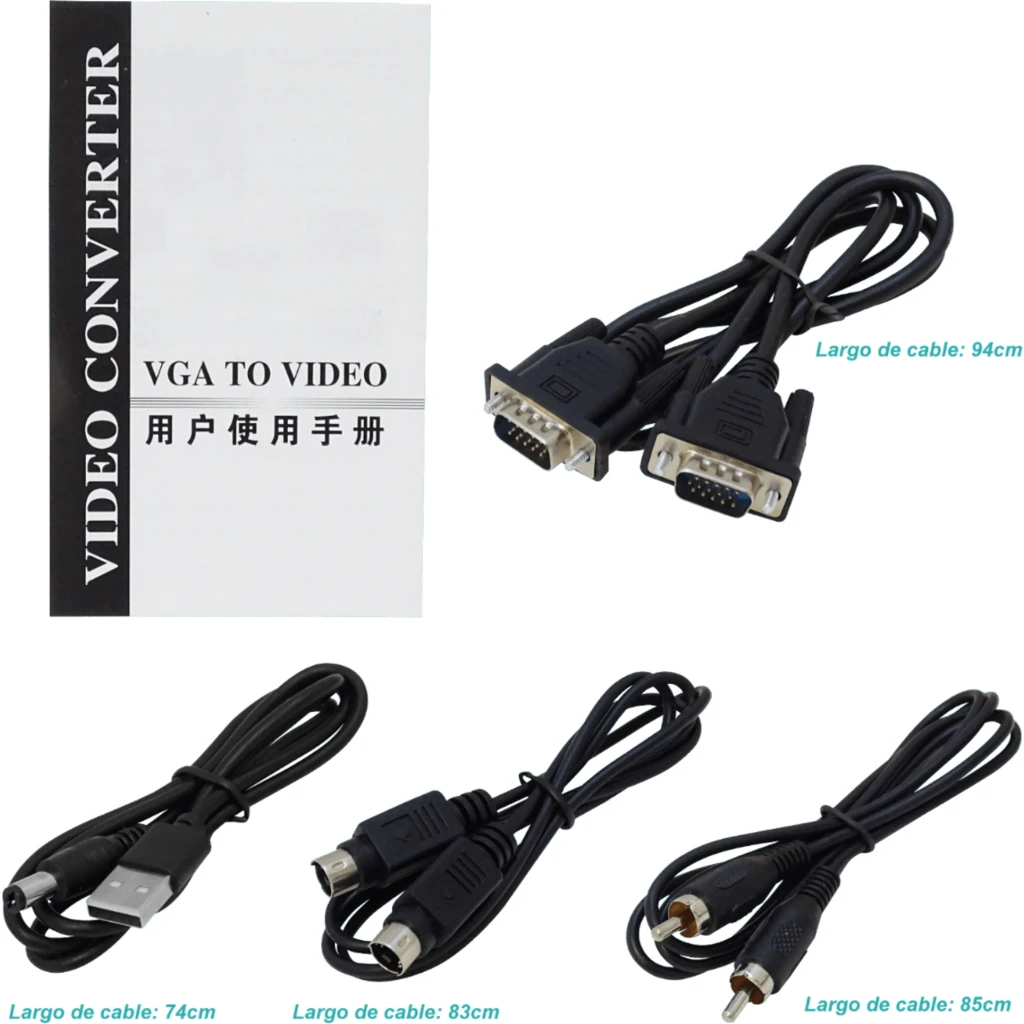 Imagen 1 de Convertidor VGA-H-in RCA-H-out SVIDEO-out req-5V-USB-AH