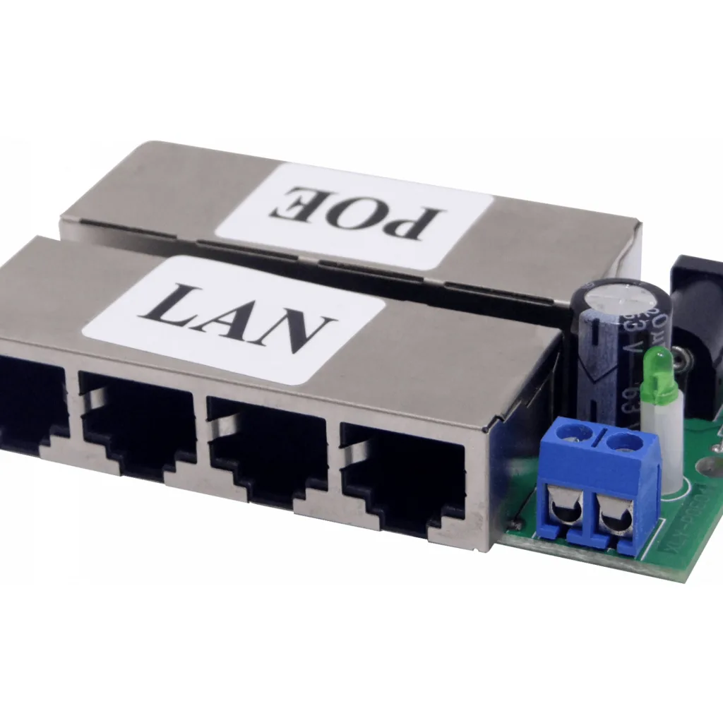 Inyect PoE Pasivo 4-puerto 8-RJ45 2pin/Jack-5,5x2,1mm req-FuentePoder