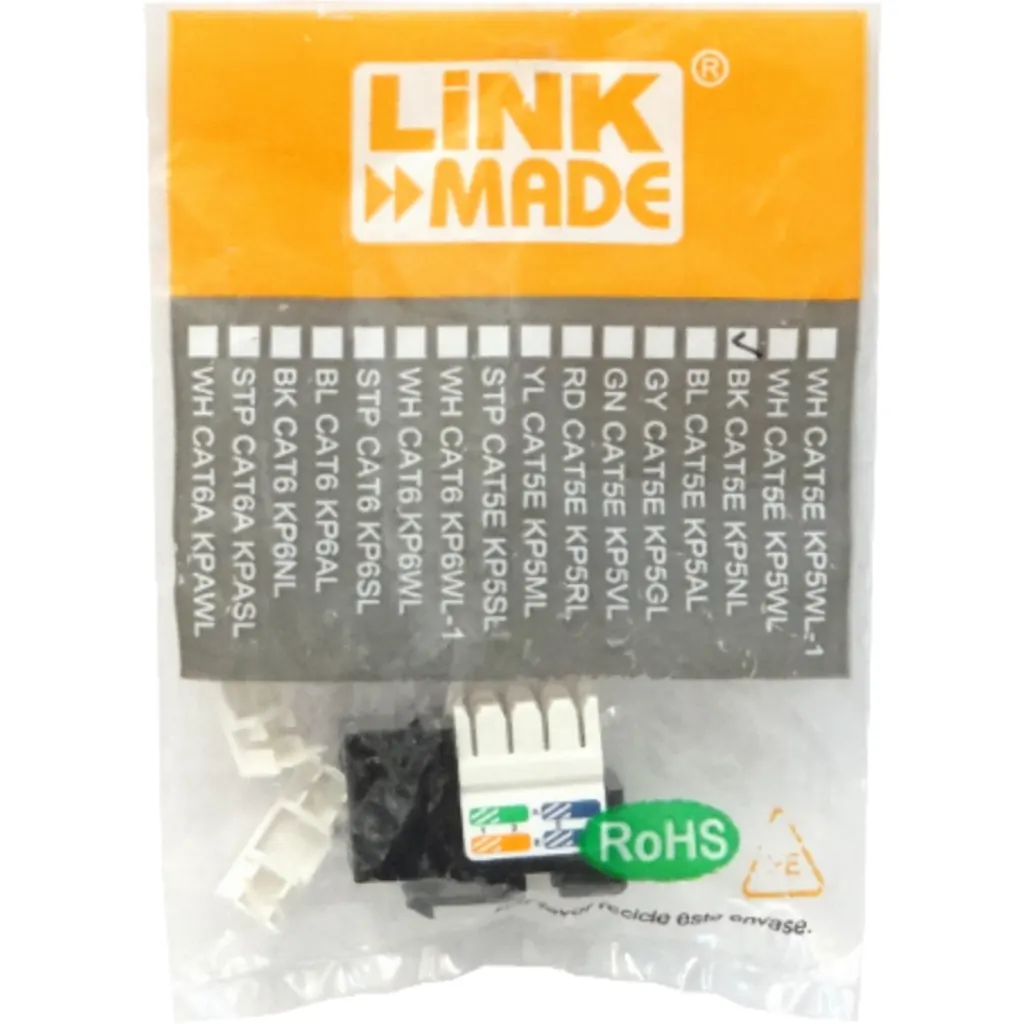 Imagen 2 de LINKMADE Negr Cat5E U/UTP Punchable Keystone Conector Hembra RJ45