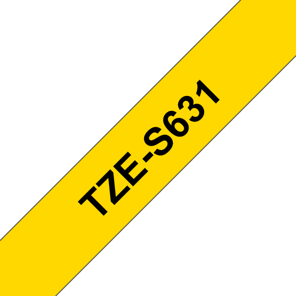 Cinta Brother TZE-S631 12mm 8mt Negro sobre Amarillo