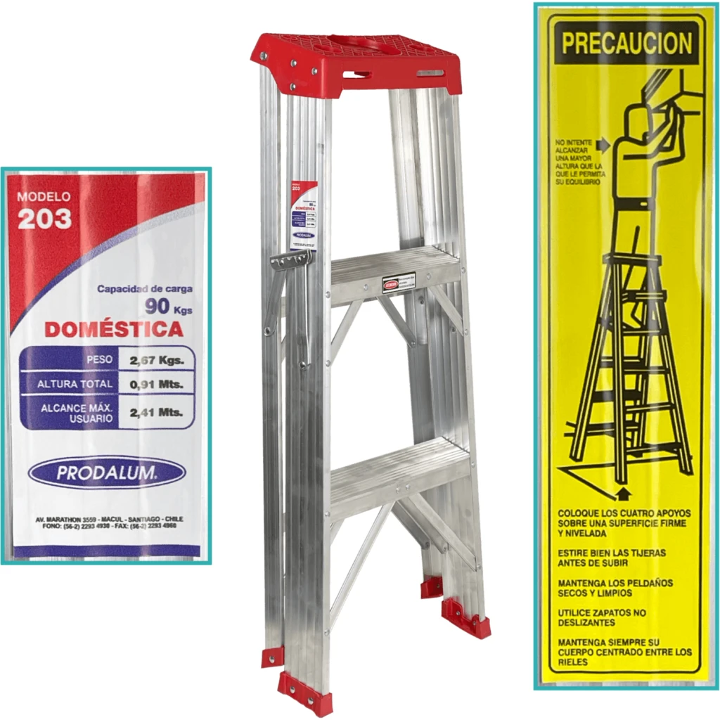 Imagen 2 de 0,9mt 90kg Taburete Tijera Aluminio 3-Peldano Escalera 0.91mt Escala
