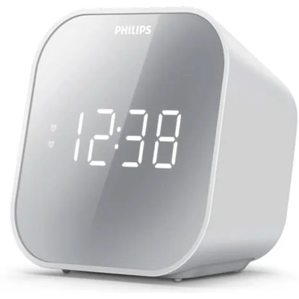TAR4406/37 PHILIPS WHITE MIRROR CLOCK RADIO