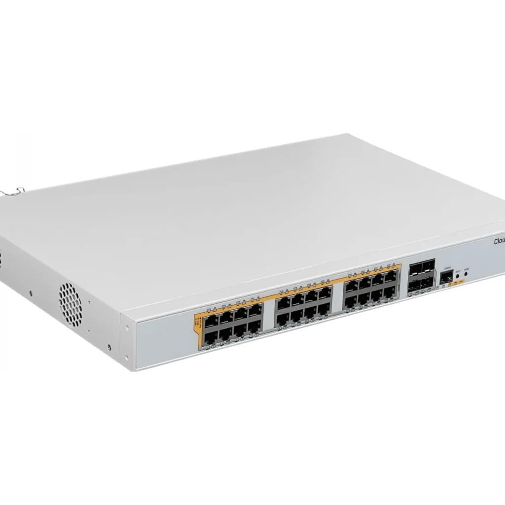 Imagen 1 de Switch MikroTik CRS328-24P-4S+RM 4 SFP+10GG 24-1000 PoE RS232-RJ45 Layer3 RackL5