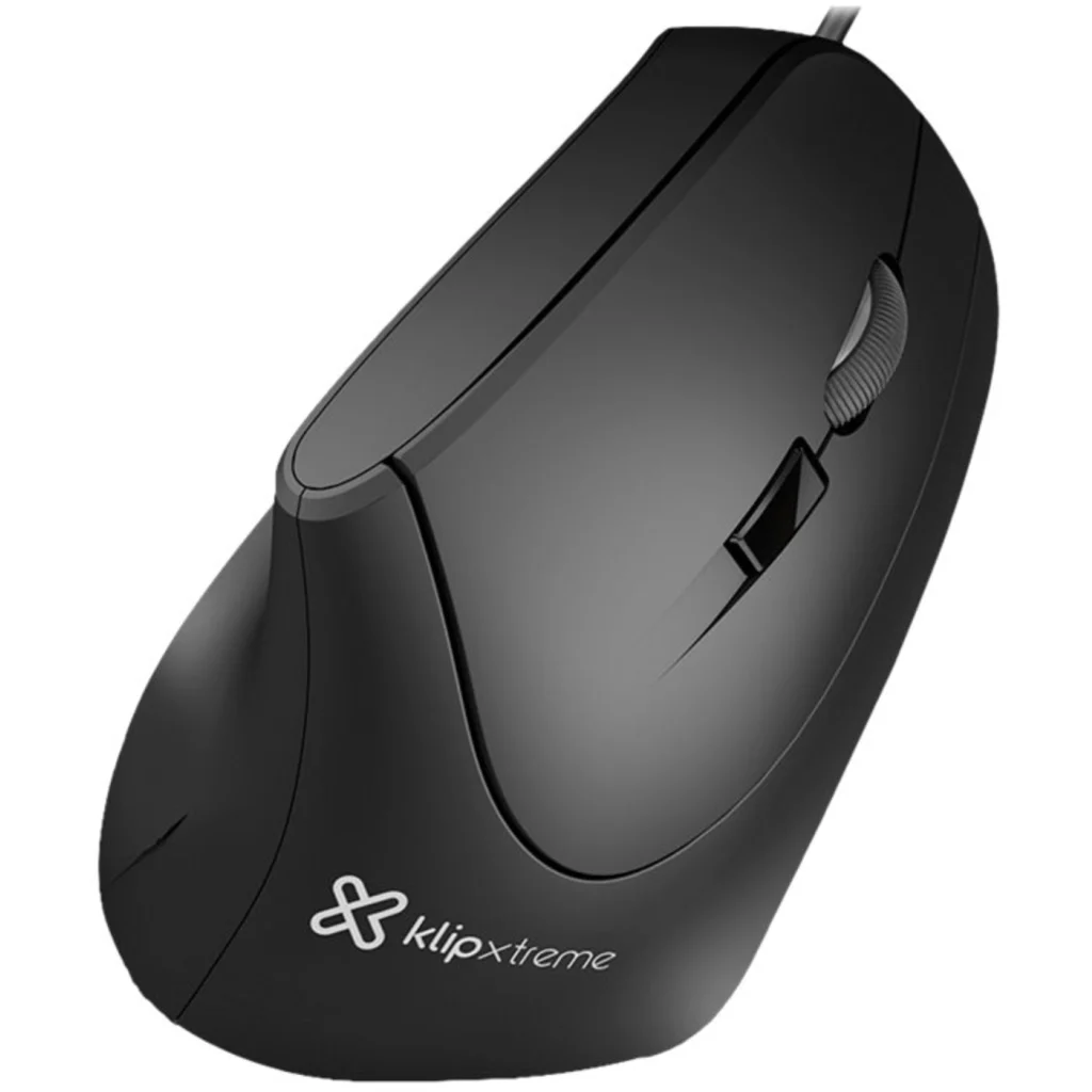Imagen 3 de Mouse Ergonómico Alámbrico KlipX KMO-506 Óptico 1600dpi 6 Botones USB Negro