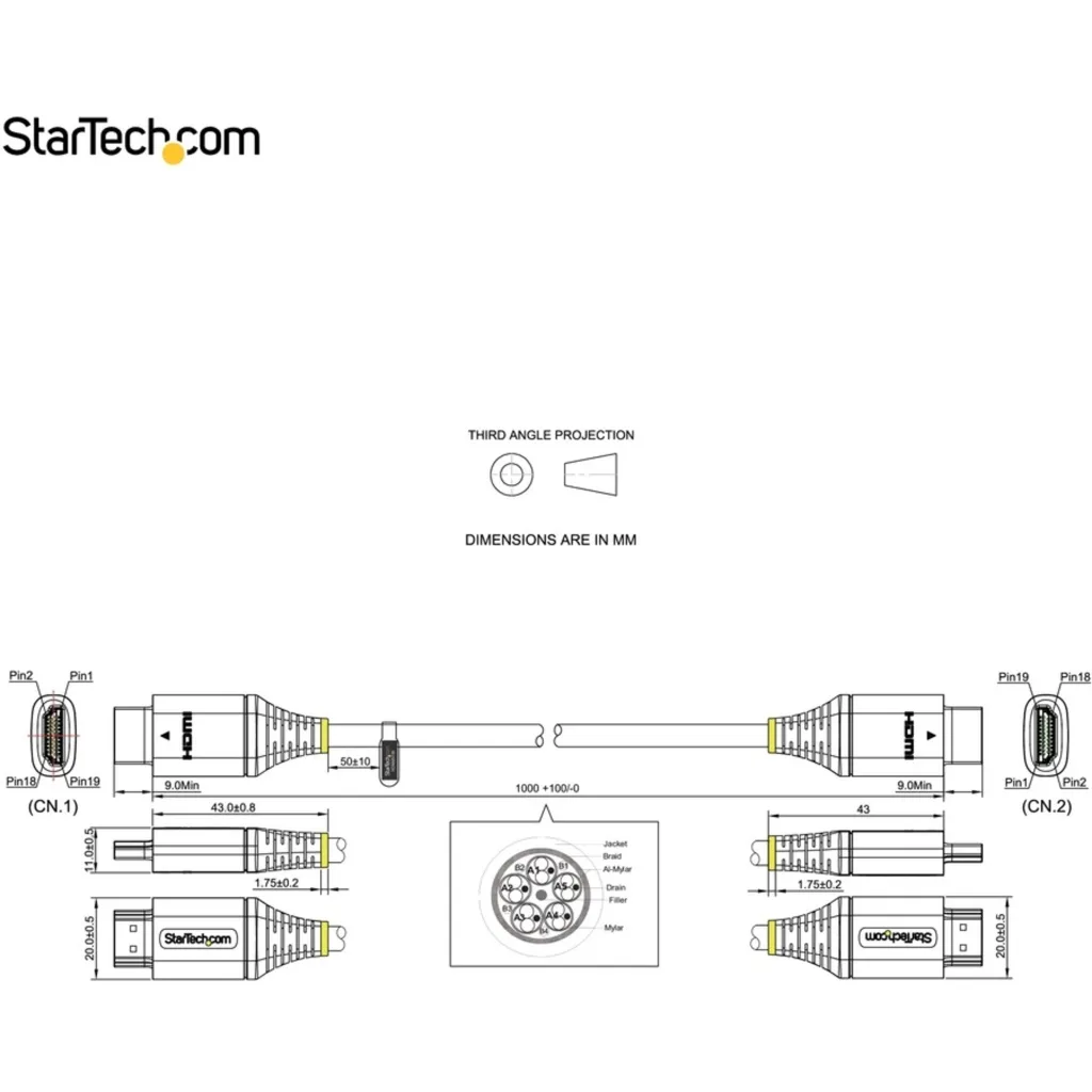 Imagen 11 de Cable HDMI v2.0 M/M 4K 60Hz UHD c/Ethernet HighSpeed Premium Certif 1mt StarTech