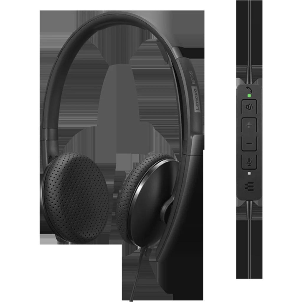 Imagen 3 de Audífonos Alámbricos OverEar Lenovo Wired VoIP, USB-C/USB-A Ms Teams, Negros
