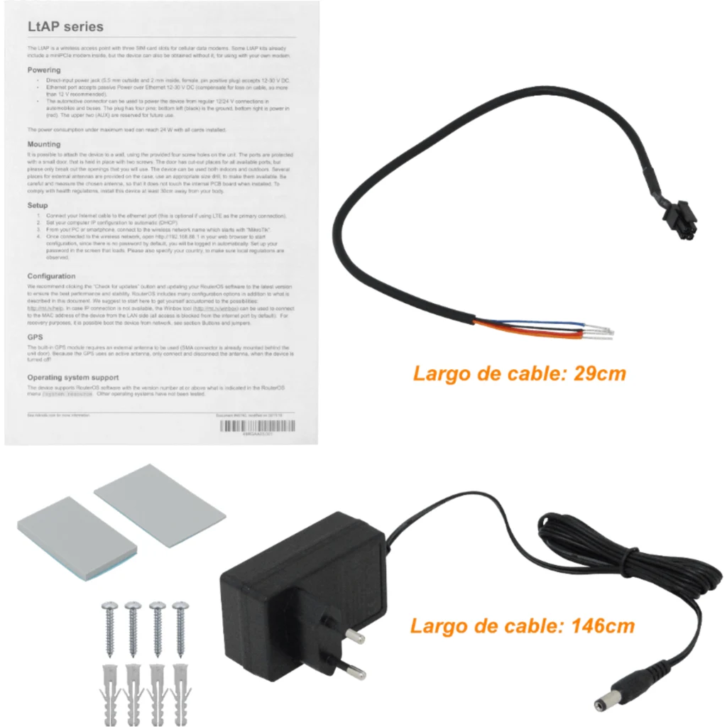 Imagen 3 de MIKROTIK 2-miniPCIe 3-Sim GPS 2,4GHz 2dBi 1-1000 L4 RS232 RBLtAP-2HnD