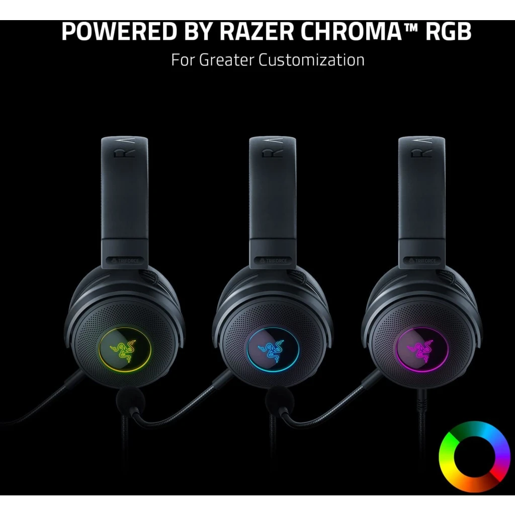 Imagen 3 de Audífonos Gamer Alámbricos Razer Kraken V3, Chroma RGB Audio espacial THX USB-A 