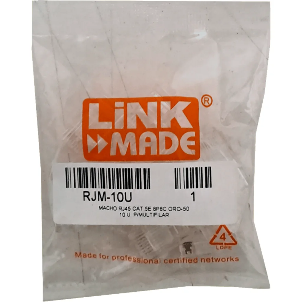 Imagen 1 de Conector RJ45 LINKMADE CAT5e p/Multifilar 10 Unid