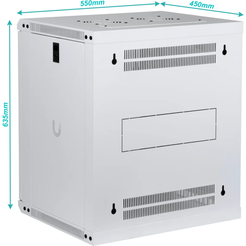 Imagen 7 de UBIQUITI Blanco 12U 45cm-Fondo Puerta-Vidrio Gabinete Rack Pared Muro