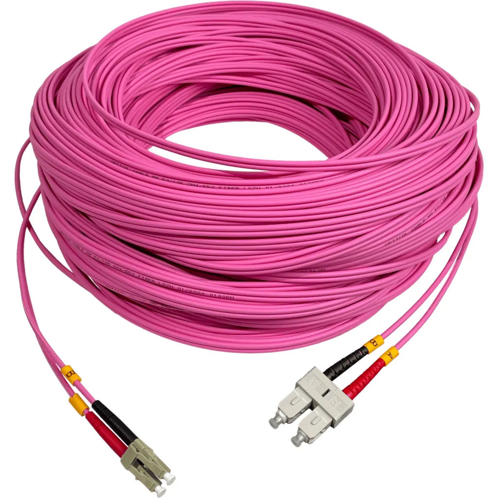 LSZH 100mt LC-SC OM4 MultiModo MM Duplex Jumper Fibra 50/125um 3mm
