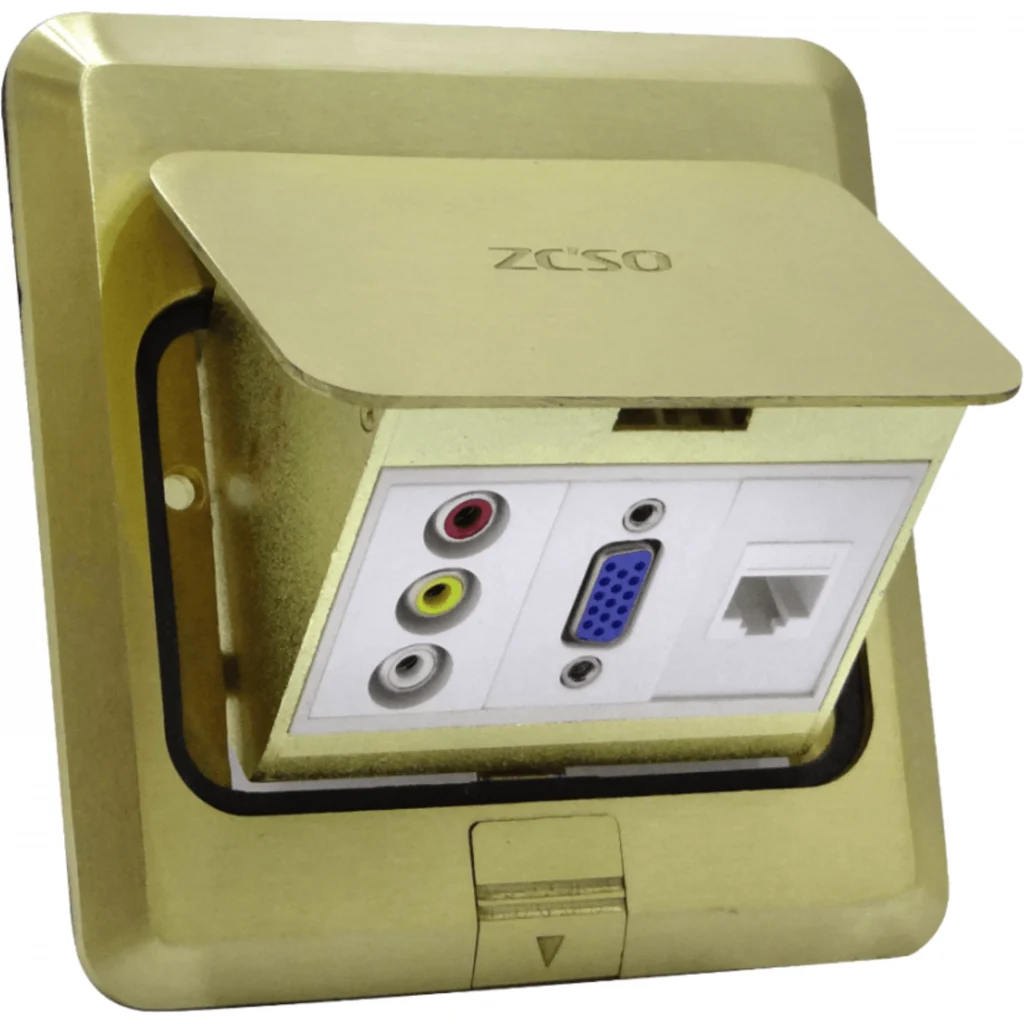 Imagen 5 de Caja a Piso Abatible Metal 103x99x55mm Tapa-118x120mm RJ45 3-RCA VGA-r