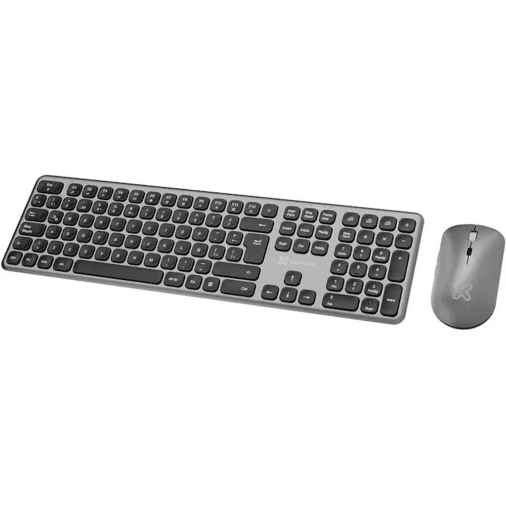 Klip Xtreme - Keyboard and mouse set - Spanish (Latin American) - Wireless - Bluetooth - Aluminum silver - KBK-850